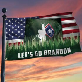 Let's Go Brandon. Bigfoot Sasquatch Wyoming American Flag TPT249GF