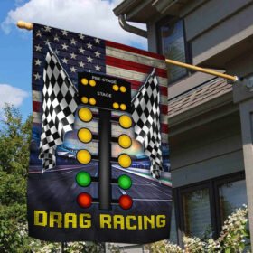 Drag Racing Flag Race Track Where Prayer And The National Anthem MLN22F