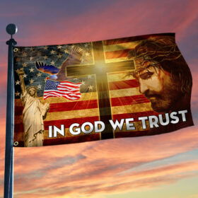In God We Trust Eagle Patriotic Grommet Flag MLN325GF