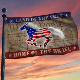 Horse Grommet Flag Land of the Free Home of the Brave American Patriot BNN337GF