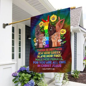 For You Are All One In Christ Jesus, LGBT Hippie Sunflower Peace Sign Flag TPT246F