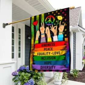 Hippie Peace Flag Kindness Peace Equality Love Inclusion Hope Diversity MLN380F
