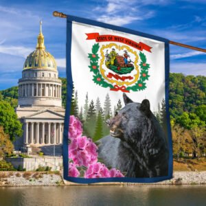 West Virginia Flag Black Bear And Rhododendron BNN444F