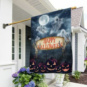 Happy Halloween Flag Scary Ghost Jack-O-Lantern TQN436F