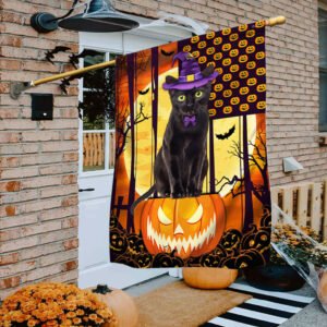 Black Cat Halloween Flag TQN431Fv1
