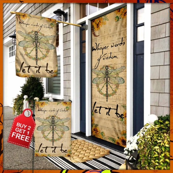 Hippie Door Cover & Banner Home Decor Whisper Words Of Wisdom Let It Be. Dragonfly BNN387DS