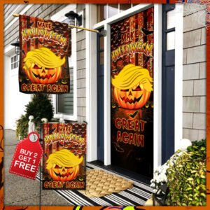 Trumpkin Halloween Flag. Make Halloween Great Again Door Cover & Banner Home Decor THB3315DS