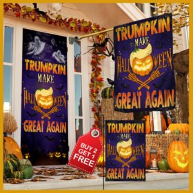 Trumpkin Halloween Door Cover & Banner Home Decor Make Halloween Great Again LNT515DS