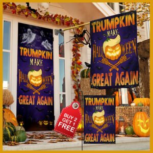 Trumpkin Halloween Door Cover & Banner Home Decor Make Halloween Great Again LNT515DS
