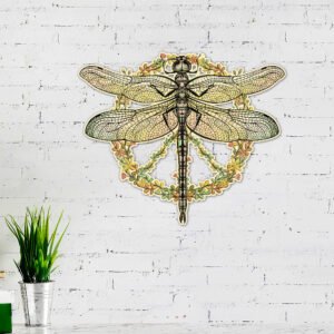 Hippie Metal Sign Peace Sign Dragonfly BNN387MS