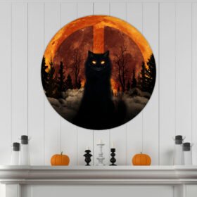 Black Cat Halloween Hanging Metal Sign Peace Sign LNT524MS
