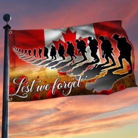 Lest We Forget. Canada Veteran Remembrance Day Grommet Flag TPT292GF