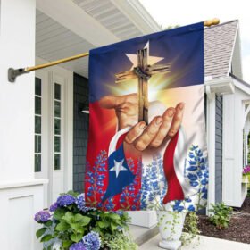 Texas Bluebonnets Christian Cross Texas Flag TPT313F