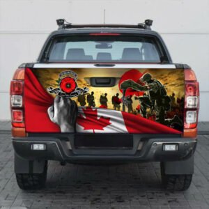 Lest We Forget Poppy Flowers Canadian Veteran Truck Tailgate Decal Sticker Wrap TPT293TD