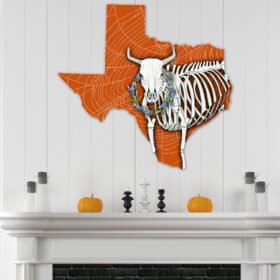 Halloween Texas Hanging Metal Sign Longhorn Skull Bone LNT509MS