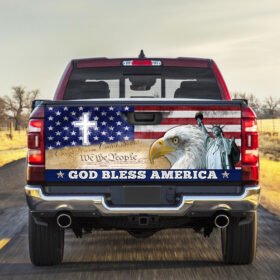 God Bless America, Christian Cross American Eagle Truck Tailgate Decal Sticker Wrap TPT165TD
