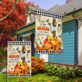 Fall For Jesus He Never Leaves Halloween Thanksgiving Door Cover & Banner Home Decor MLN445DS