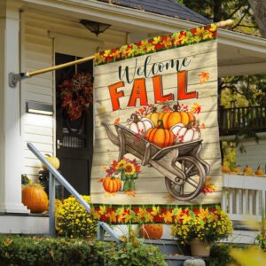 Welcome Fall Pumpkins Harvest Thanksgiving Halloween Flag MLN503F
