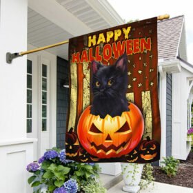Black Cat Halloween Flag Pumpkin Halloween Decor TQN422F