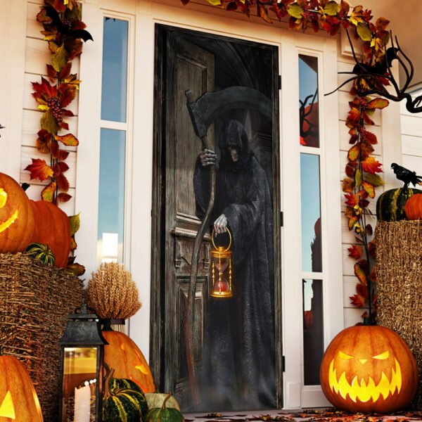 Grim Reaper Halloween Door Cover, Grim Reaper Knocking At The Door Home ...
