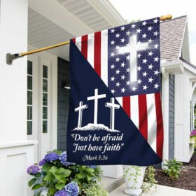 Christian Cross US Flag Don’t Be Afraid Just Have Faith LNT495F