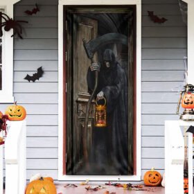 Grim Reaper Halloween Door Cover, Grim Reaper Knocking At The Door Home Decor TQN425D
