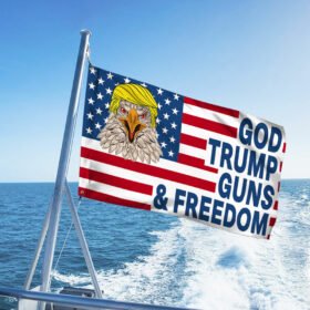 Trump 2024 Grommet Flag God Trump Guns & Freedom TQN375GFv1