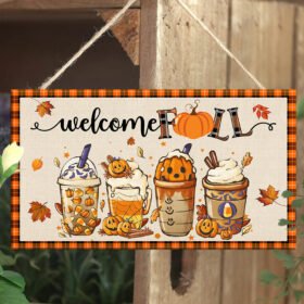Welcome Fall Rectangle Wooden Sign TQN447WD