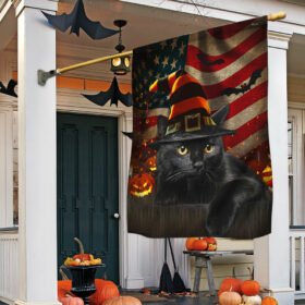 Black Cat Halloween Flag MLN519F