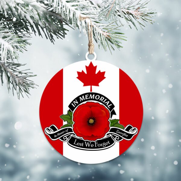 Canada Veteran Ornament Remembrance Day Lest We Forget Red Poppy TQN538O