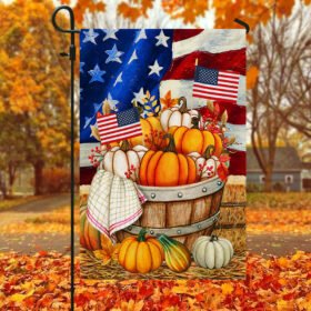 Halloween Pumpkins Welcome Fall American Flag MLN527F