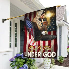 One Nation Under God, Jesus Christian Cross American Flag TPT347F
