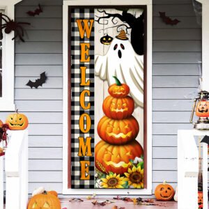 Welcome Fall Halloween Door Cover Pumpkin Ghost Decor TQN486D