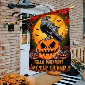 Crow Halloween Flag Hello Darkness My Old Friend Flag MLN537F