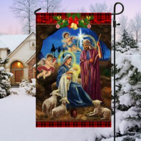 Christmas Flag Nativity Scene Oh Holy Night Jesus Was Born TQN498Fv1