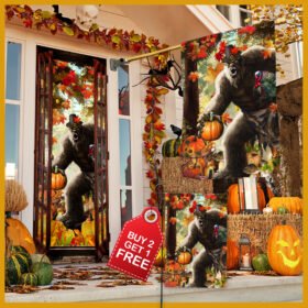 Bigfoot Thanksgiving Door Cover & Banner Home Decor LNT567DS