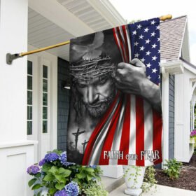 Jesus Christian Cross American Flag As For Me And My House We Will Serve The Lord Flag TPT564F