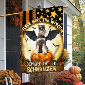 Beware Of The Schnauzer Halloween Flag TPT346Fv1