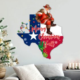 Texas Christmas Hanging Metal Sign Merry Christmas Y'all LNT579MS