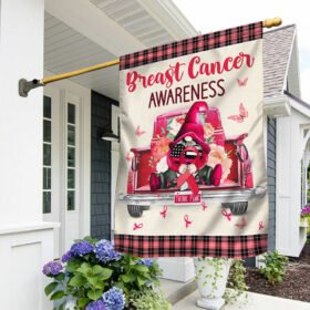 Breast Cancer Awareness Flag Pink Gnome LNT565F