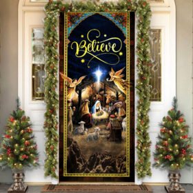 Jesus Is Born, Christmas Silent Night, Holy Family Christmas Door Cover THH2776Dv1