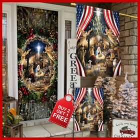 Jesus Is Born, Christmas Silent Night Door Cover & Banner Home Decor THH3502DS