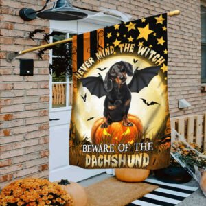 Beware Of The Dachshund Halloween Witch Flag TPT341F