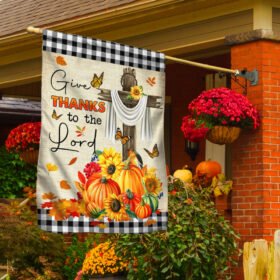 Fall Flag Give Thanks  to the Lord Thanksgiving Halloween Flag MLN445Fv1