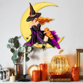 Halloween Hanging Metal Sign Witch Lady LNT571MS