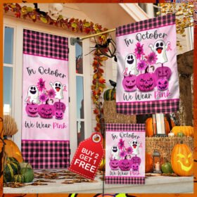 Breast Cancer Awareness Door Cover & Banner Home Decor In October We Wear Pink LNT540DS