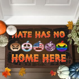 Hate Has No Home Here. LGBT, Black Lives Matter, Civil Rights, Peace Pumpkin Halloween Doormat TPT358DM