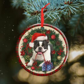 Boston Terrier Ornament Dog Lover Christmas Ornament QTR321Ov9
