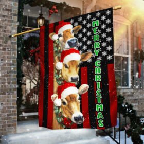 Christmas Cow Cattle Merry Christmas Flag MLN614F