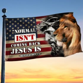 Christ Lion and Jesus Flag Normal Isn't Coming Back Jesus Is Lion of Judah Grommet Flag MLN692GF